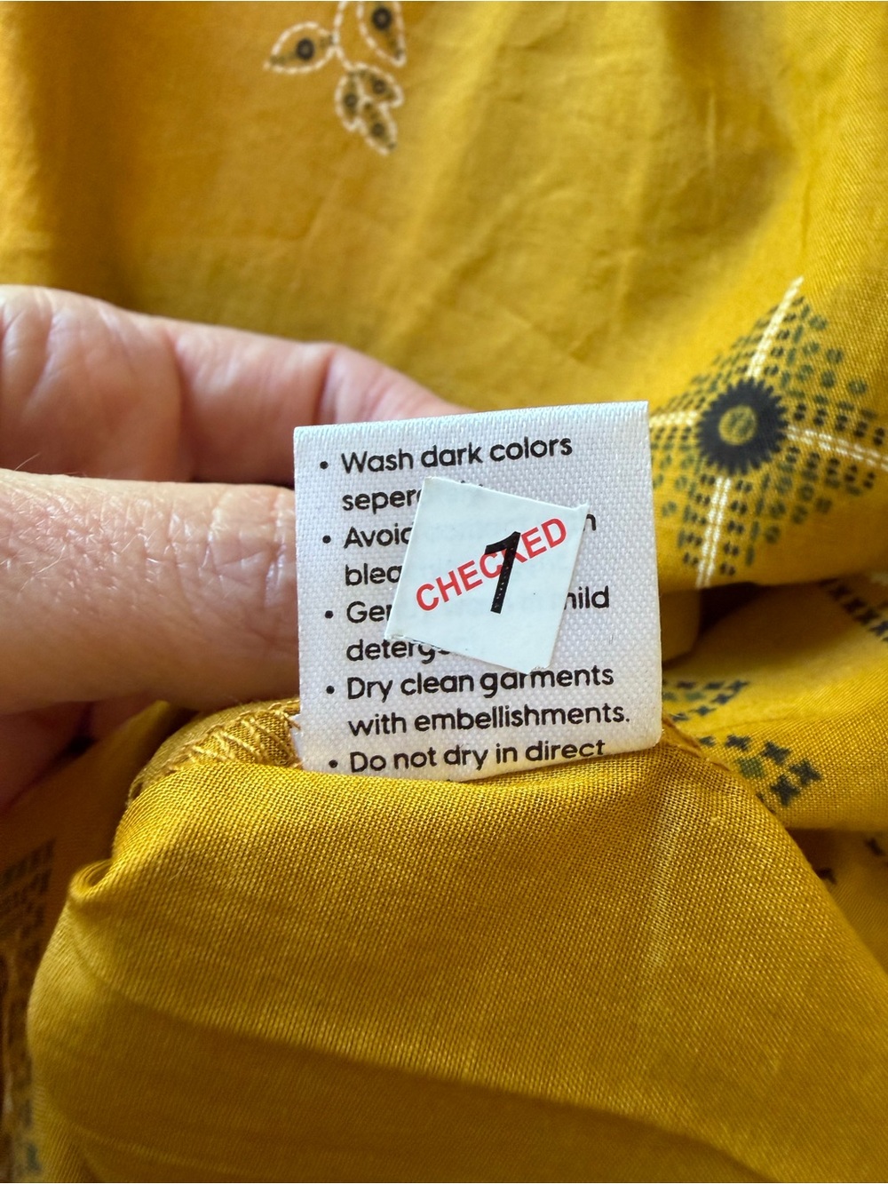Lightweight Summer Mustard Yellow Kurta w/Tassel & Mirror Accent / Tunic / Lawn - Picture 6 of 10